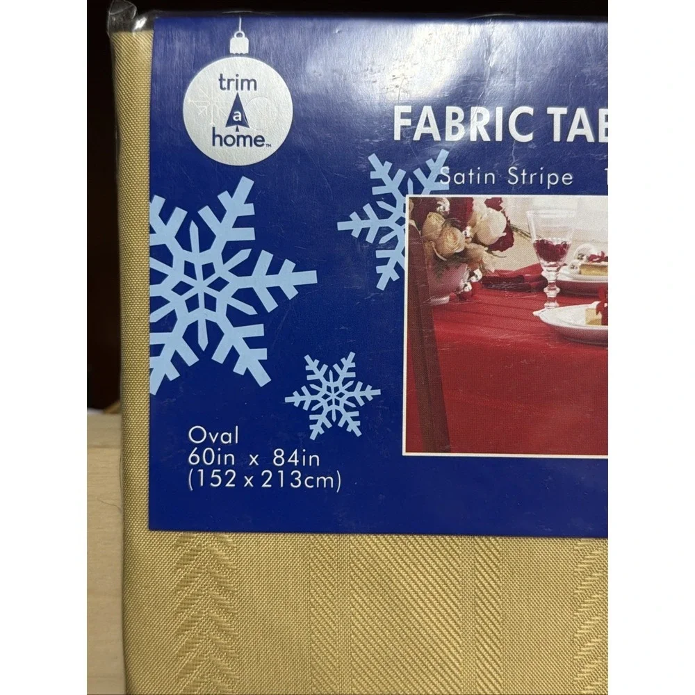 Trim a Home Fabric Table Cloth Satin Stripe Polyester 70